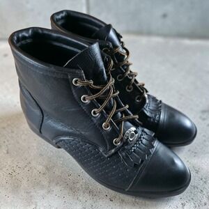 Vintage Laredo Performair Boots Women's 8 M Black Leather Fringe Kiltie USA Made